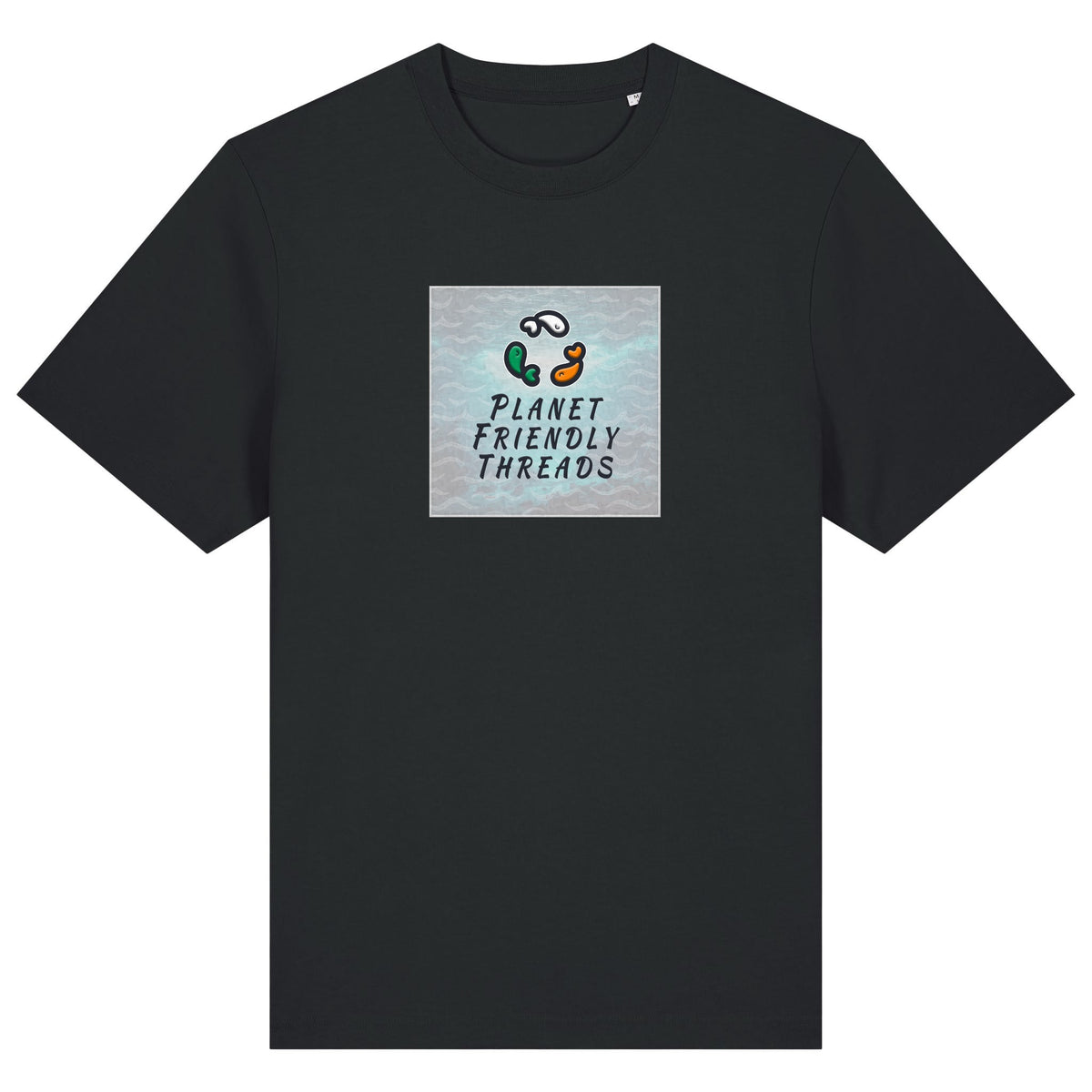 PFT Logo - SSSQUARE - Light Ocean | T-Shirt | Adult | Crewneck Short Sleeve | 215gsm Relaxed Fit | Black