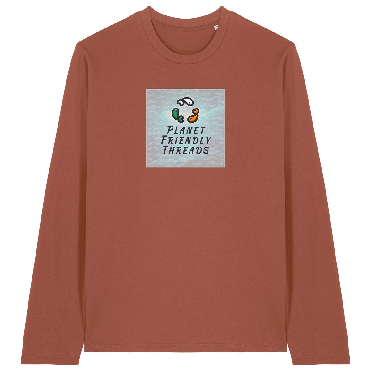 PFT Logo - SSSQUARE - Light Ocean | T-Shirt | Adult | Crewneck Long Sleeve | 180gsm Medium Fit | Heritage Brown