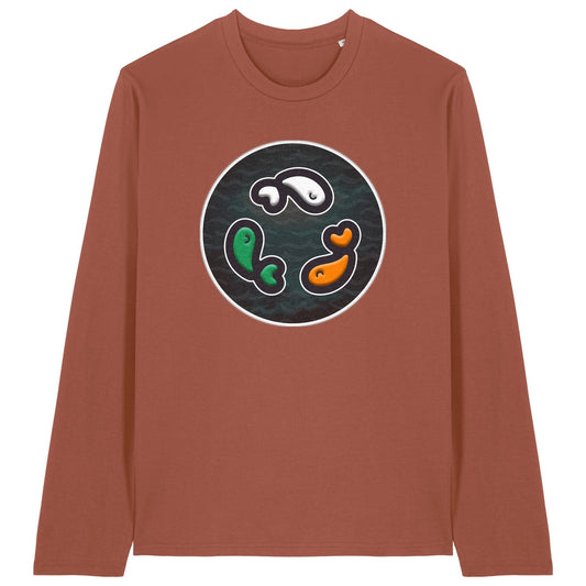 PFT Fish - Circle - Dark | T-Shirt | Adult | Crewneck Long Sleeve | 180gsm Medium Fit | Heritage Brown
