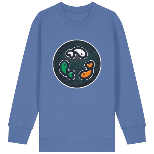 PFT Fish - Circle - Dark | Jumper | Kids | Crewneck | 300gsm Medium Fit | Bright Blue