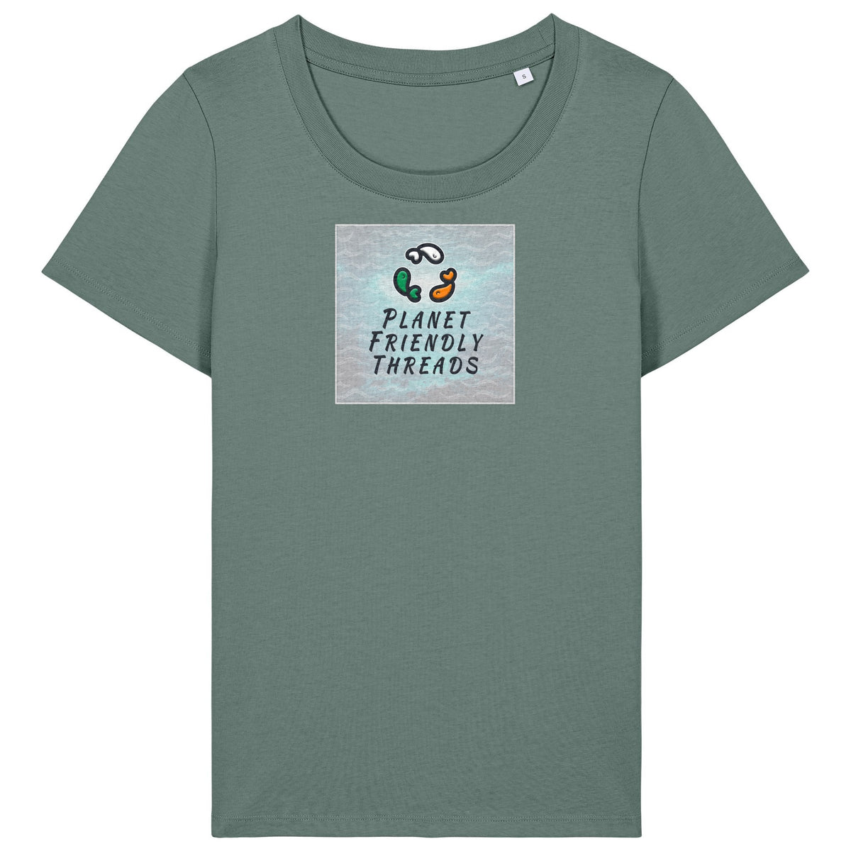 PFT Logo - SSSQUARE - Light Ocean | T-Shirt | Adult | Ladies Short Sleeve | 155gsm Fitted | Green Bay