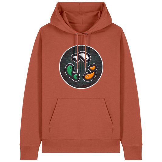 PFT Fish - Circle - Dark | Hoodie | Adult | Cosy | 350gsm Medium Fit | Heritage Brown