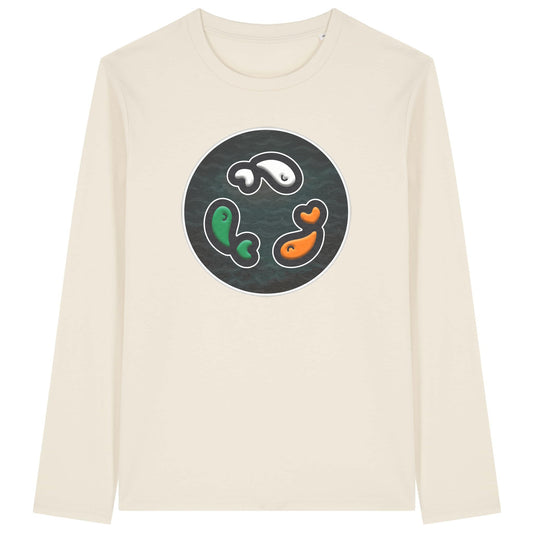 PFT Fish - Circle - Dark | T-Shirt | Adult | Crewneck Long Sleeve | 180gsm Medium Fit | Natural Raw