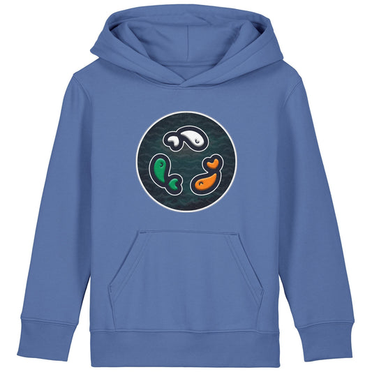 PFT Fish - Circle - Dark | Hoodie | Kids | Cosy | 300gsm Medium Fit | Bright Blue