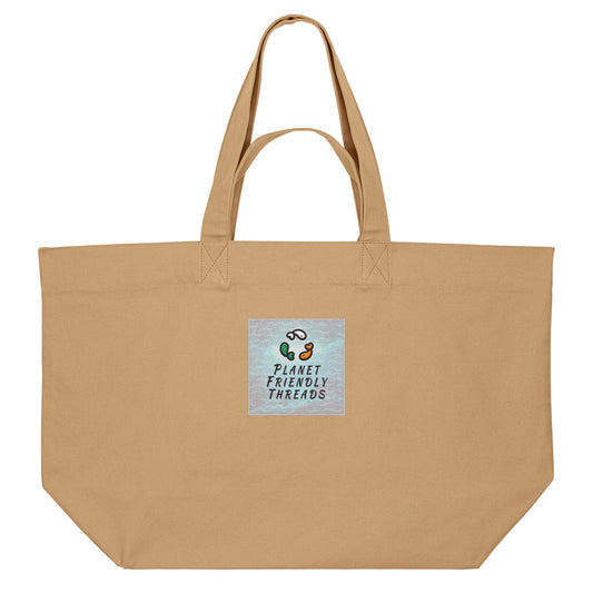 Planet Friendly Logo - Square - Ocean Light | Other | Adult | Shopping Bag | 400gsm | Latte