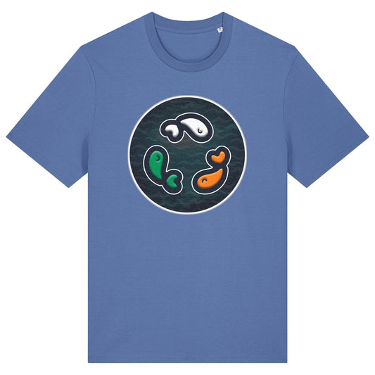 PFT Fish - Circle - Dark | T-Shirt | Adult | Crewneck Short Sleeve | 180gsm Medium Fit | Bright Blue