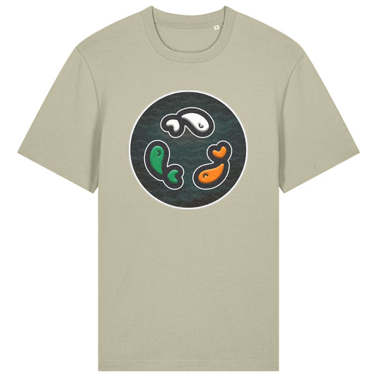PFT Fish - Circle - Dark | T-Shirt | Adult | Crewneck Short Sleeve | 215gsm Relaxed Fit | Stone