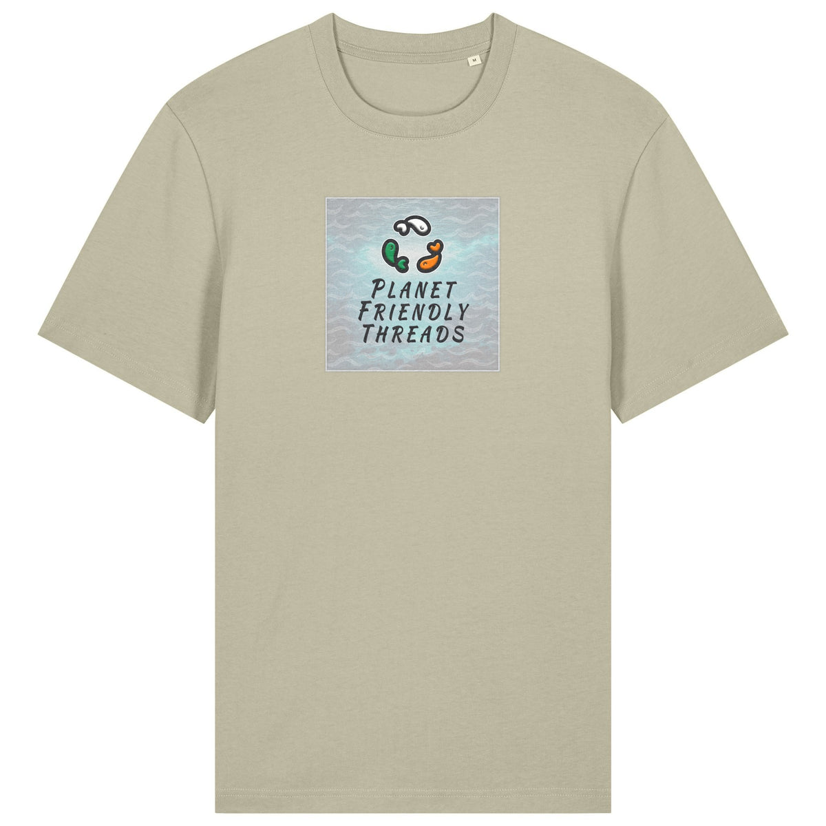 PFT Logo - SSSQUARE - Light Ocean | T-Shirt | Adult | Crewneck Short Sleeve | 215gsm Relaxed Fit | Stone