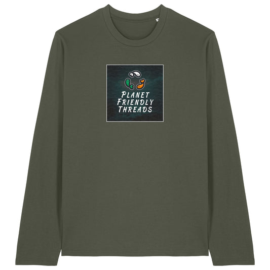 PFT Logo - dark | T-Shirt | Adult | Crewneck Long Sleeve | 180gsm Medium Fit | Khaki