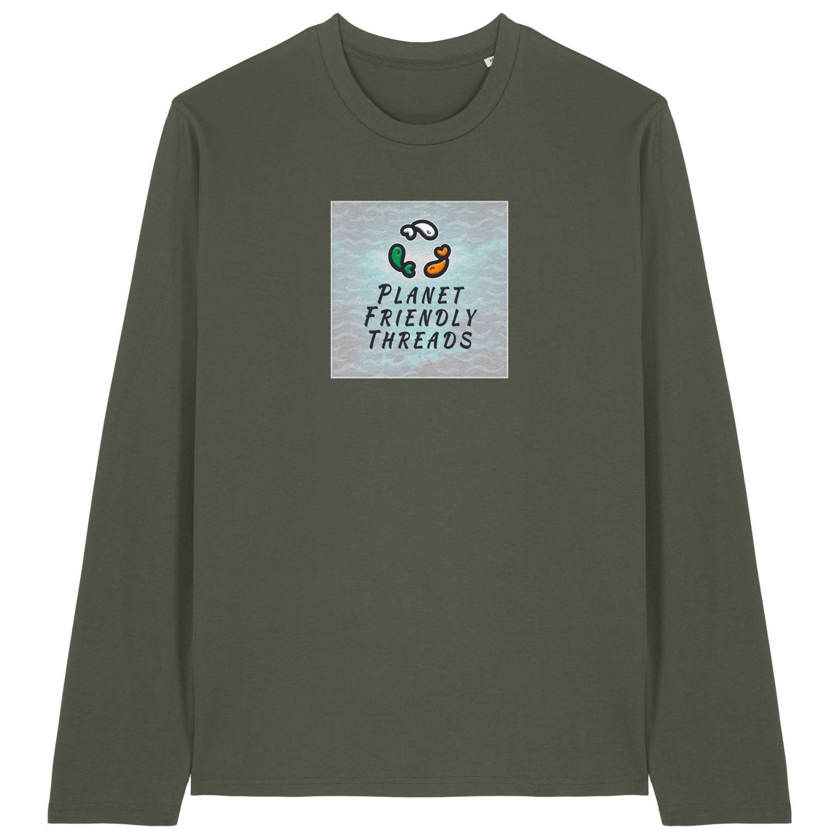 PFT Logo - SSSQUARE - Light Ocean | T-Shirt | Adult | Crewneck Long Sleeve | 180gsm Medium Fit | Khaki