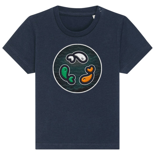 PFT Fish - Circle - Dark | T-Shirt | Baby | Crewneck Short Sleeve | 155gsm Medium Fit | French Navy