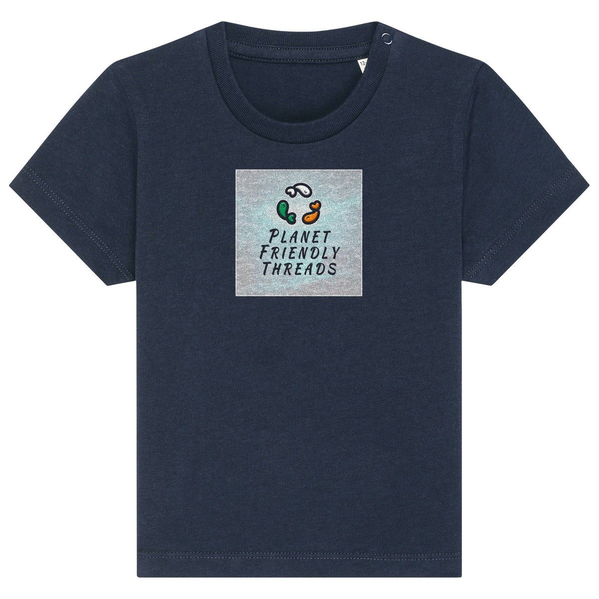 PFT Logo - SSSQUARE - Light Ocean | T-Shirt | Baby | Crewneck Short Sleeve | 155gsm Medium Fit | French Navy