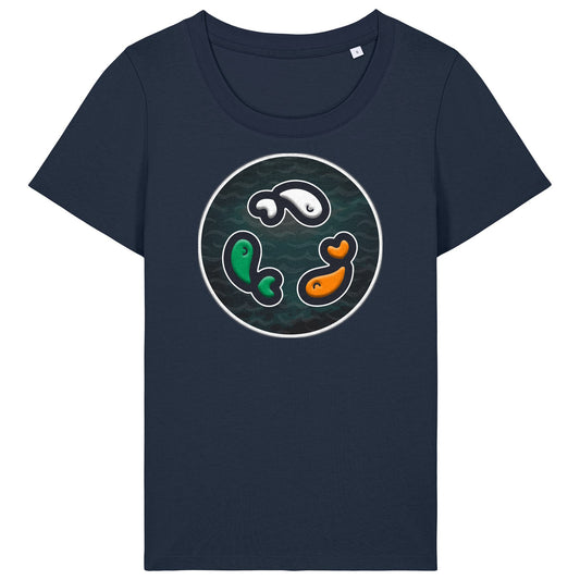 PFT Fish - Circle - Dark | T-Shirt | Adult | Ladies Short Sleeve | 155gsm Fitted | French Navy