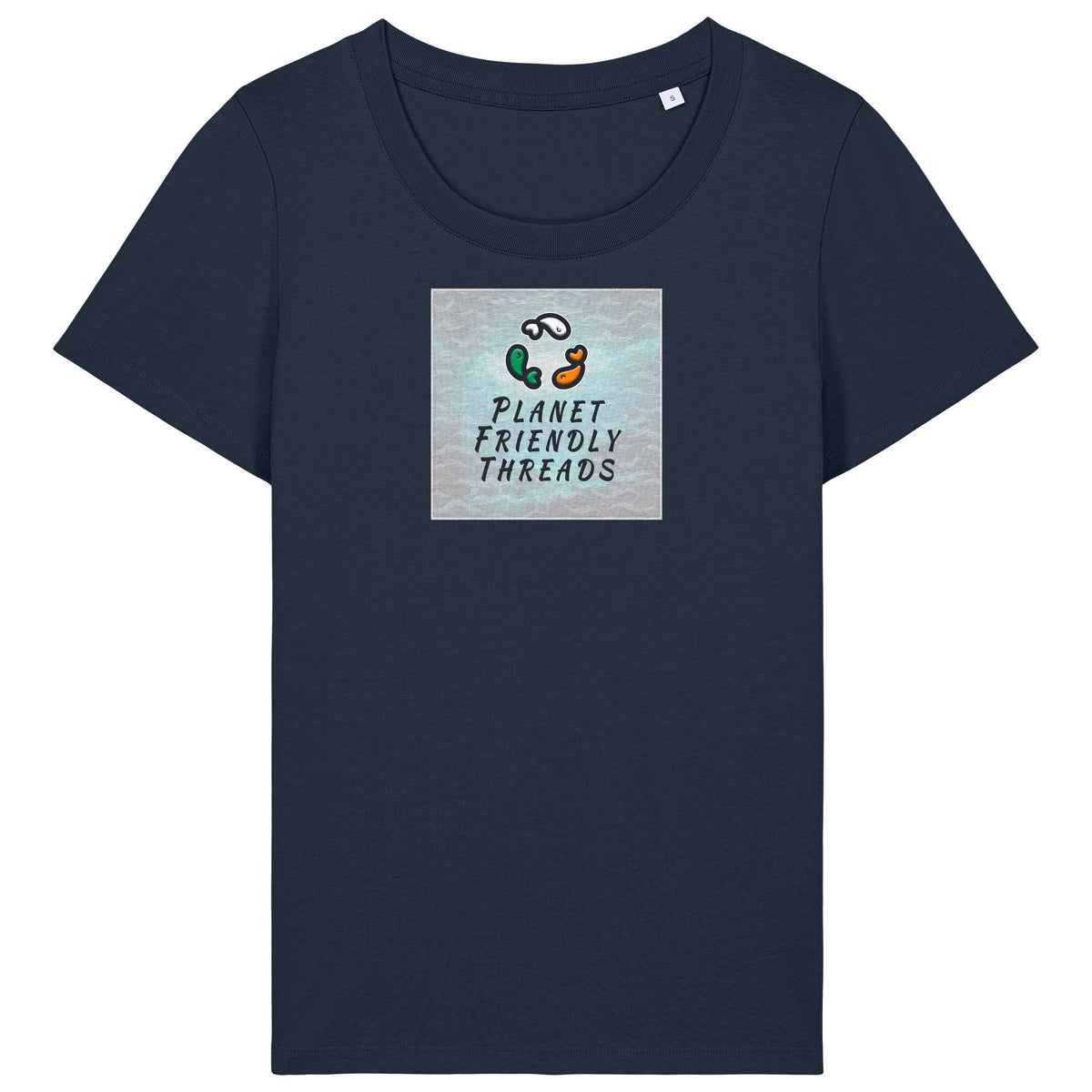 PFT Logo - SSSQUARE - Light Ocean | T-Shirt | Adult | Ladies Short Sleeve | 155gsm Fitted | French Navy