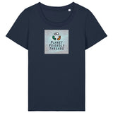PFT Logo - SSSQUARE - Light Ocean | T-Shirt | Adult | Ladies Short Sleeve | 155gsm Fitted | French Navy