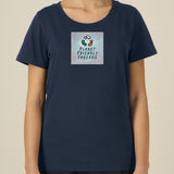 PFT Logo - SSSQUARE - Light Ocean | T-Shirt | Adult | Ladies Short Sleeve | 155gsm Fitted | French Navy