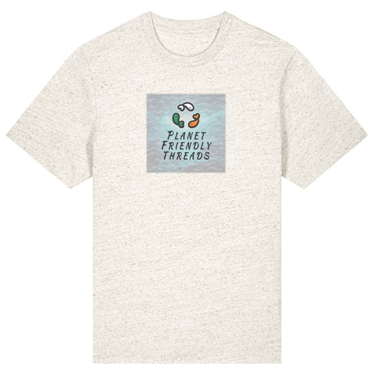 Planet Friendly Logo - Square - Ocean Light | T-Shirt | Adult | Crewneck Short Sleeve | 215gsm Relaxed Fit | Eco-Heather