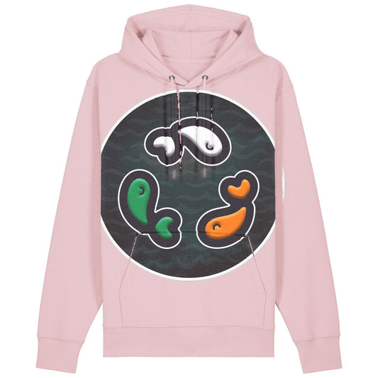PFT Fish - Circle - Dark | Hoodie | Adult | Cosy | 350gsm Medium Fit | Cotton Pink