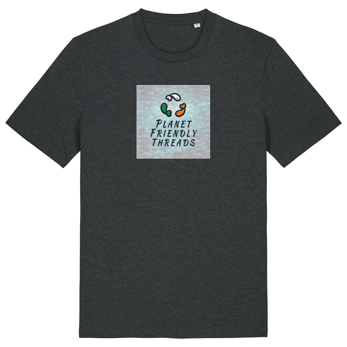 PFT Logo - SSSQUARE - Light Ocean | T-Shirt | Adult | Crewneck Short Sleeve | 180gsm Medium Fit | Dark Heather Grey