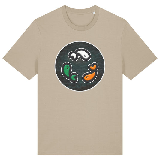 PFT Fish - Circle - Dark | T-Shirt | Adult | Crewneck Short Sleeve | 180gsm Medium Fit | Desert Dust