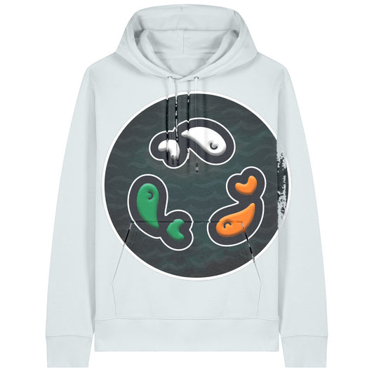 PFT Fish - Circle - Dark | Hoodie | Adult | Cosy | 350gsm Medium Fit | Blue Ice