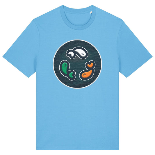 PFT Fish - Circle - Dark | T-Shirt | Adult | Crewneck Short Sleeve | 180gsm Medium Fit | Aqua Blue