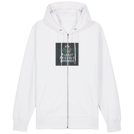 PFT Logo - dark | Hoodie | Adult | Zip | 350gsm Medium Fit | White