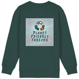 Planet Friendly Logo - Square - Ocean Light | Jumper | Kids | Crewneck | 300gsm Medium Fit | Glazed Green