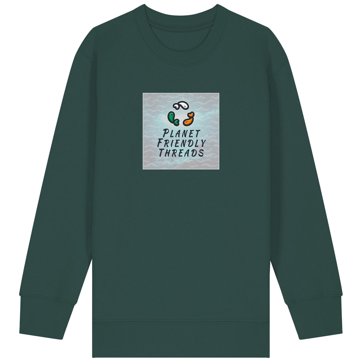 PFT Logo - SSSQUARE - Light Ocean | Jumper | Kids | Crewneck | 300gsm Medium Fit | Glazed Green