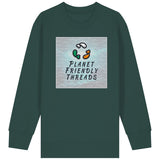 Planet Friendly Logo - Square - Ocean Light | Jumper | Kids | Crewneck | 300gsm Medium Fit | Glazed Green