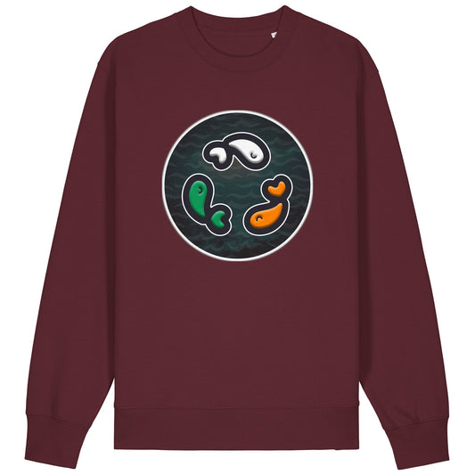 PFT Fish - Circle - Dark | Jumper | Adult | Crewneck | 350gsm Medium Fit | Burgundy