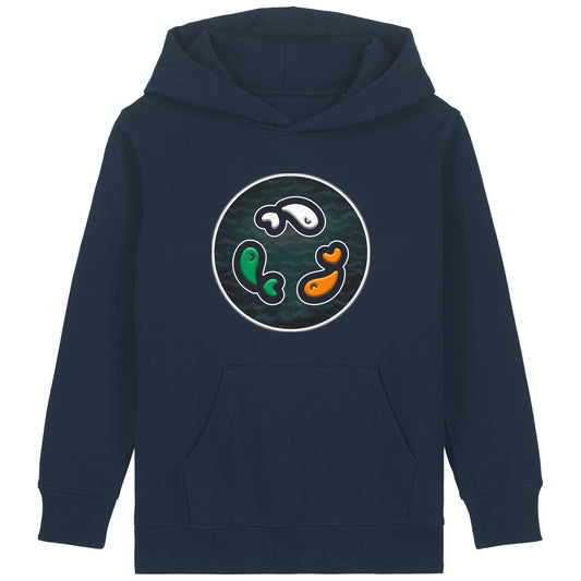 PFT Fish - Circle - Dark | Hoodie | Kids | Cosy | 300gsm Medium Fit | French Navy