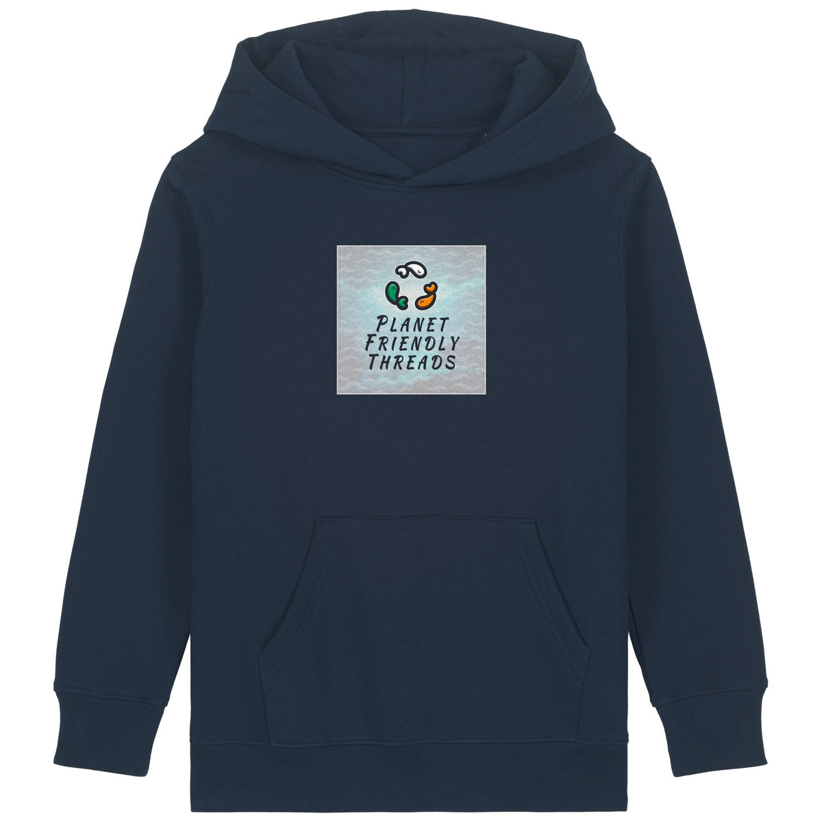 PFT Logo - SSSQUARE - Light Ocean | Hoodie | Kids | Cosy | 300gsm Medium Fit | French Navy