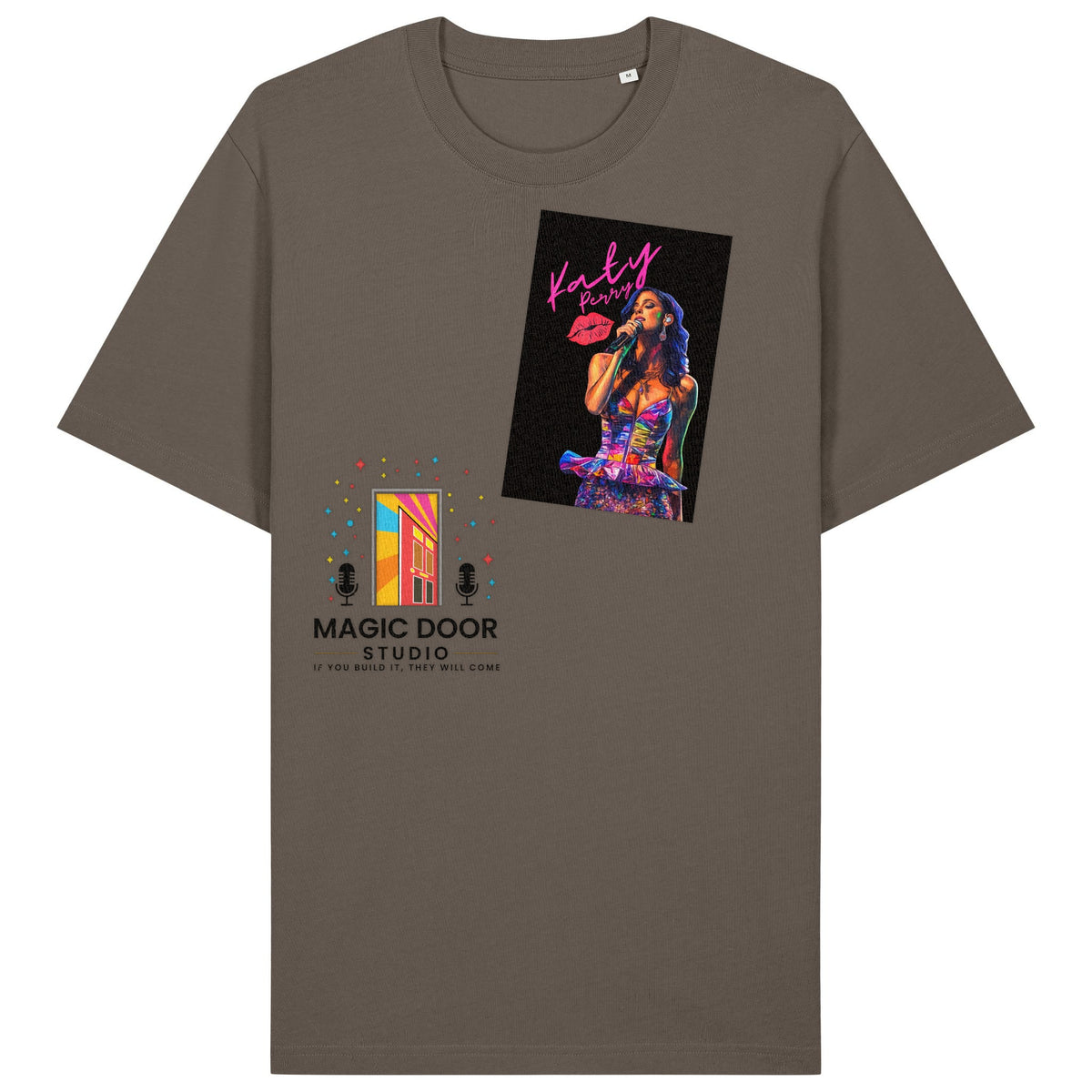 Katy Perry | T-Shirt | Adult | Crewneck Short Sleeve | 215gsm Relaxed Fit | Mocha