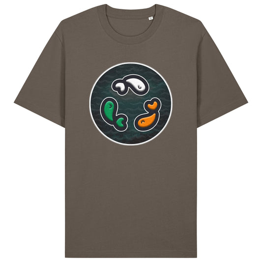 PFT Fish - Circle - Dark | T-Shirt | Adult | Crewneck Short Sleeve | 215gsm Relaxed Fit | Mocha
