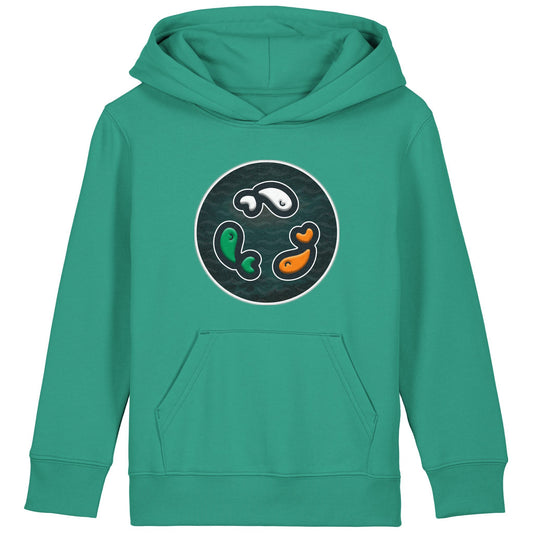 PFT Fish - Circle - Dark | Hoodie | Kids | Cosy | 300gsm Medium Fit | Go Green