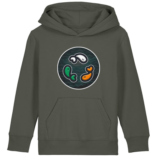 PFT Fish - Circle - Dark | Hoodie | Kids | Cosy | 300gsm Medium Fit | Khaki