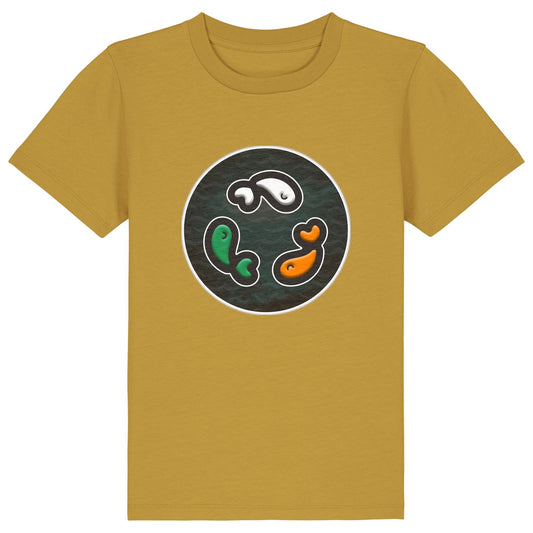 PFT Fish - Circle - Dark | T-Shirt | Kids | Crewneck Short Sleeve | 155gsm Medium Fit | Ochre
