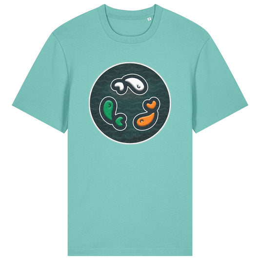 PFT Fish - Circle - Dark | T-Shirt | Adult | Crewneck Short Sleeve | 215gsm Relaxed Fit | Pool Blue