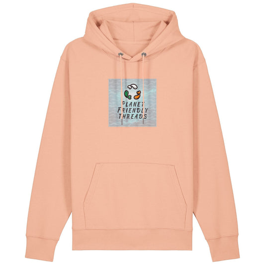 Planet Friendly Logo - Square - Ocean Light | Hoodie | Adult | Cosy | 350gsm Medium Fit | Fraiche Peche