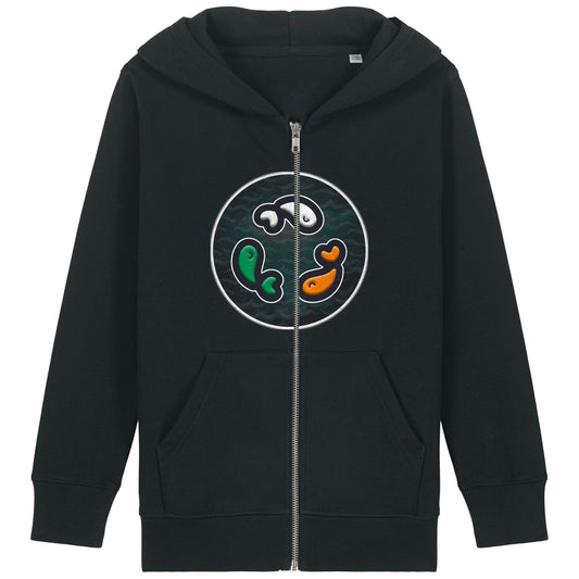 PFT Fish - Circle - Dark | Hoodie | Kids | Zip | 300gsm Medium Fit | Black