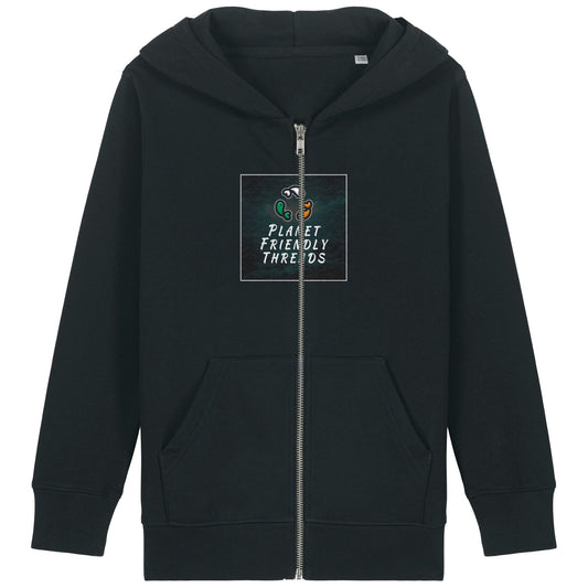 PFT Logo - dark | Hoodie | Kids | Zip | 300gsm Medium Fit | Black