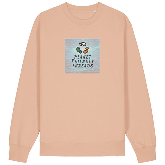 Planet Friendly Logo - Square - Ocean Light | Jumper | Adult | Crewneck | 350gsm Medium Fit | Fraiche Peche