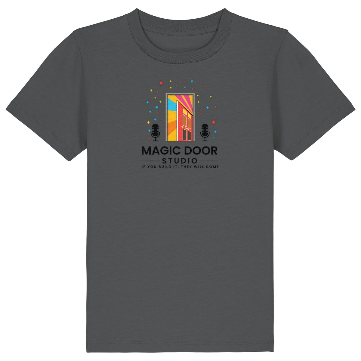 Magic Door Logo | T-Shirt | Kids | Crewneck Short Sleeve | 155gsm Medium Fit | Anthracite