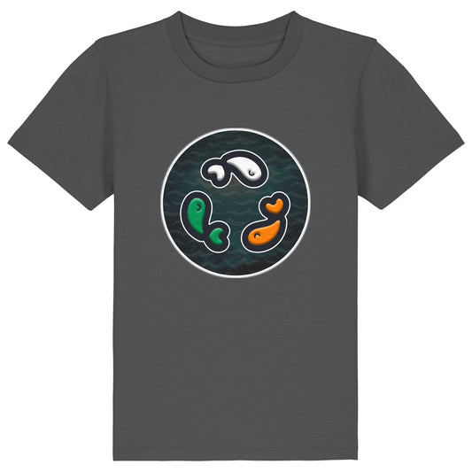 PFT Fish - Circle - Dark | T-Shirt | Kids | Crewneck Short Sleeve | 155gsm Medium Fit | Anthracite