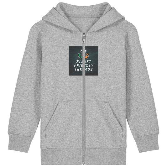 PFT Logo - dark | Hoodie | Kids | Zip | 300gsm Medium Fit | Heather Grey