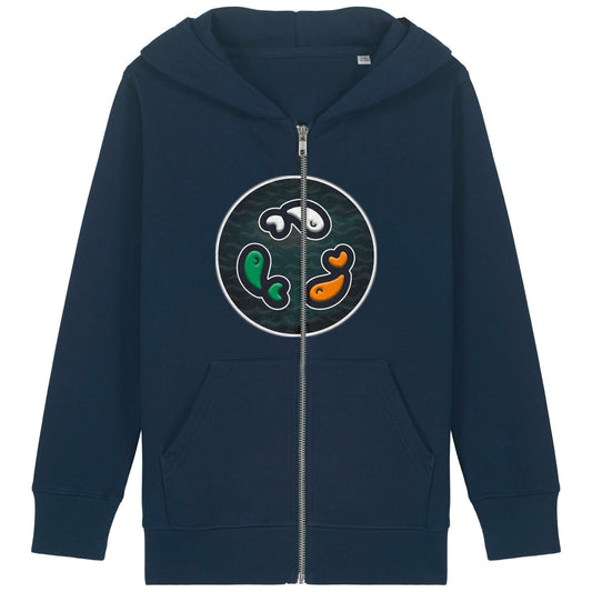 PFT Fish - Circle - Dark | Hoodie | Kids | Zip | 300gsm Medium Fit | French Navy
