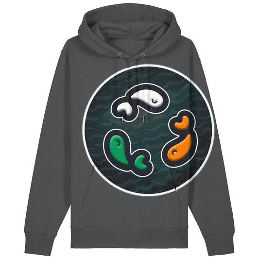 PFT Fish - Circle - Dark | Hoodie | Adult | Cosy | 350gsm Medium Fit | Anthracite