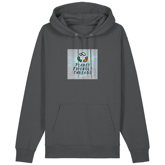 Planet Friendly Logo - Square - Ocean Light | Hoodie | Adult | Cosy | 350gsm Medium Fit | Anthracite