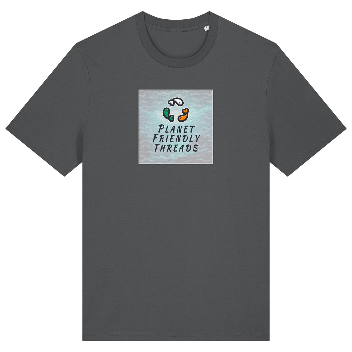 PFT Logo - SSSQUARE - Light Ocean | T-Shirt | Adult | Crewneck Short Sleeve | 180gsm Medium Fit | Anthracite